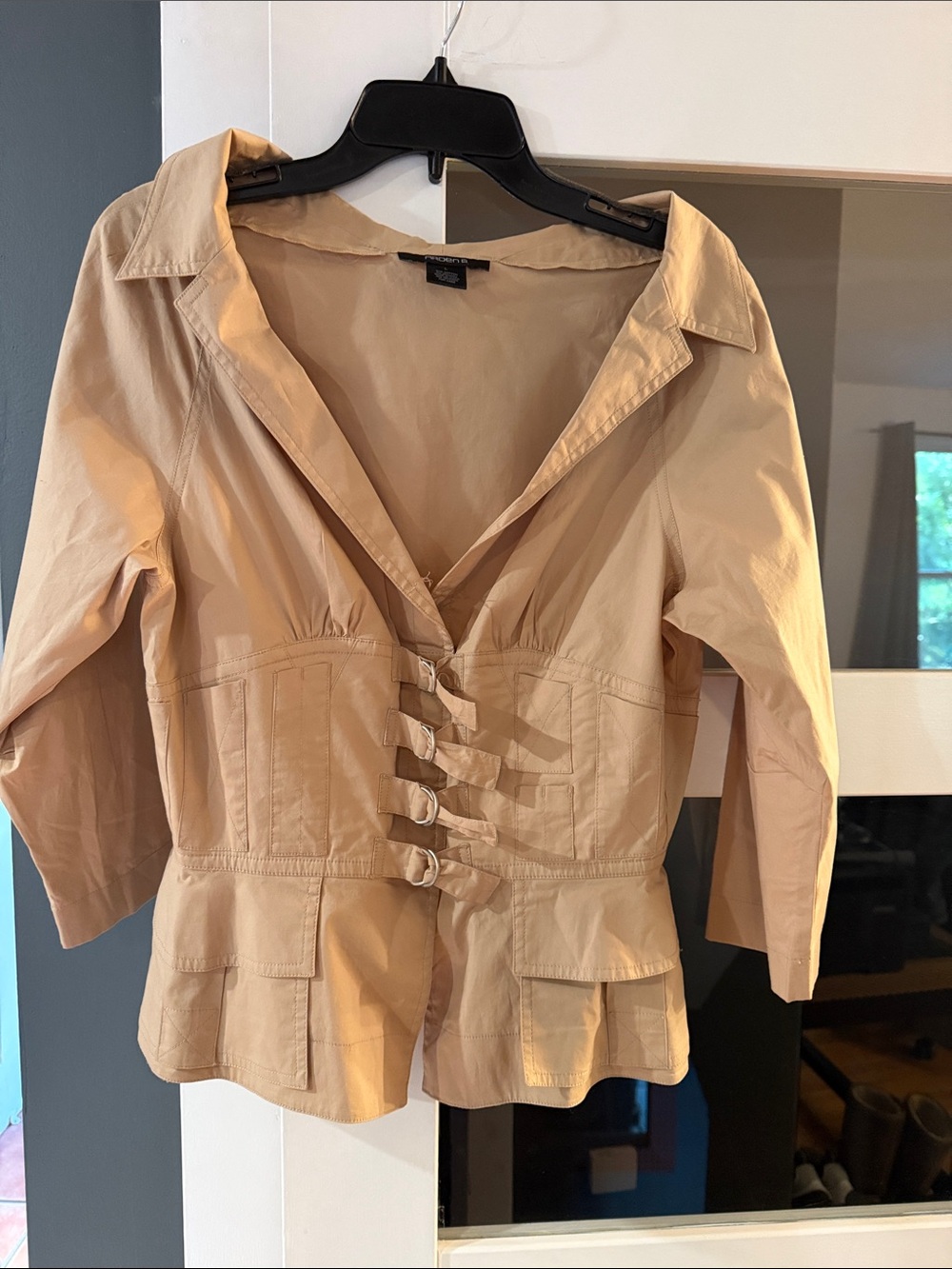 Arden B Tan Buckle-Front Utility Jacket